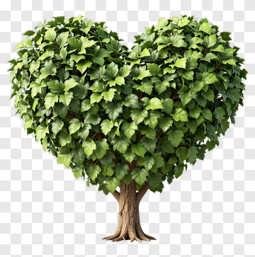 Heart-Shaped Tree With Green Leaves PNG