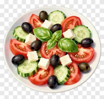 Fresh Salad With Tomatoes, Cucumbers, And Feta Cheese PNG