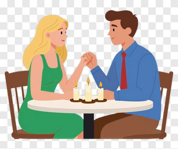 Couple Holding Hands At A Romantic Dinner Table PNG