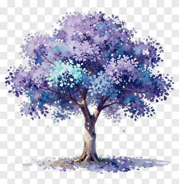 Colorful Tree With Purple Leaves PNG