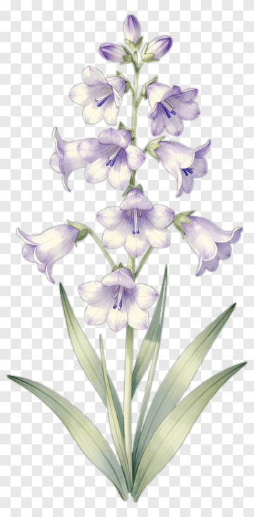 Purple Flower With Green Leaves PNG