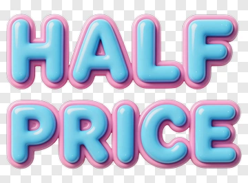 Half Price Promotional Text PNG