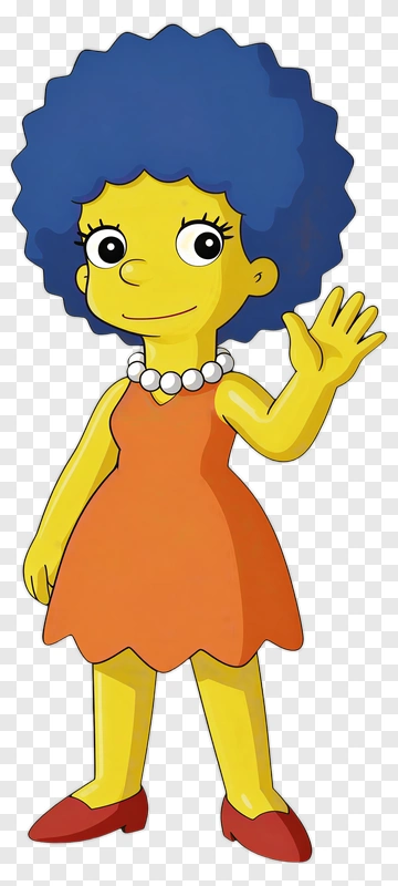 Cartoon Character With Blue Hair And Orange Dress PNG