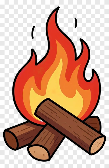 Cartoon Campfire With Flames PNG