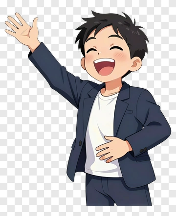 Happy Cartoon Boy Waving PNG