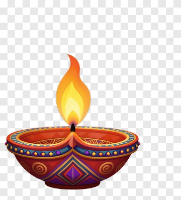 Colorful Diya With Flame PNG