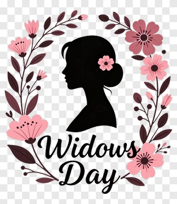 Widows Day Silhouette With Floral Frame PNG
