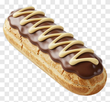 Chocolate Eclair With Cream Drizzle PNG