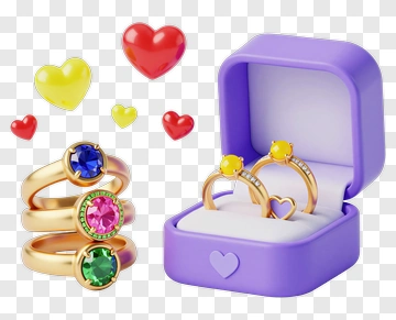 Colorful Rings In A Jewelry Box PNG