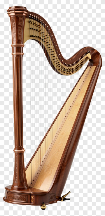 Elegant Wooden Harp PNG