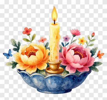 Floral Candle Arrangement PNG