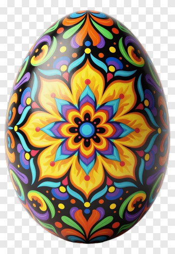 Colorful Easter Egg With Floral Design PNG
