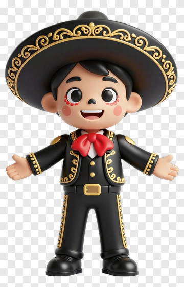 Cartoon Boy In Traditional Mexican Costume PNG