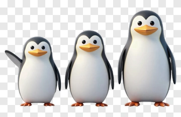 Cartoon Penguins Standing Together PNG