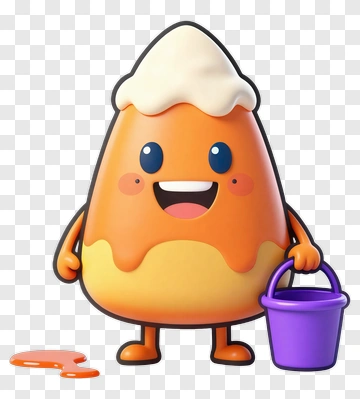 Cartoon Candy Corn Holding A Halloween Bucket PNG