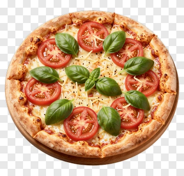 Pizza Topped With Tomatoes And Basil PNG