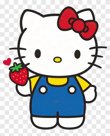Hello Kitty Holding A Strawberry PNG