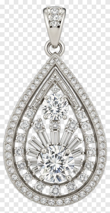 Diamond Tear Drop Pendant PNG