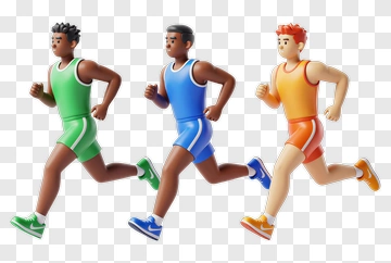 3D Runners Competing In A Race PNG