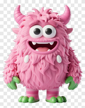 Cartoon Pink Monster With Green Hands PNG