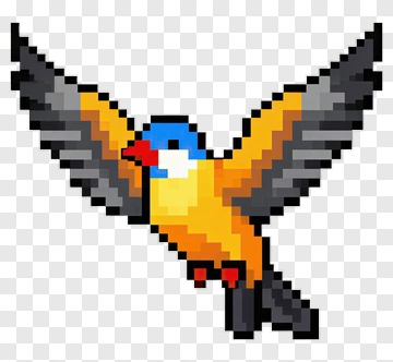 Pixel Art Bird In Flight PNG