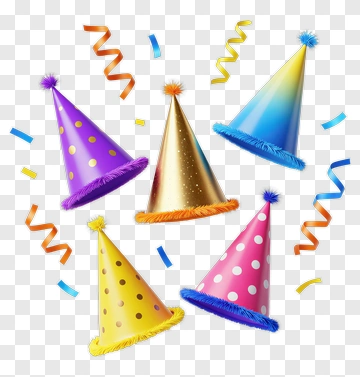 Colorful Party Hats With Streamers PNG