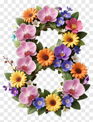 Floral Number Eight Wreath PNG