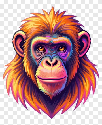 Colorful Cartoon Monkey Face PNG