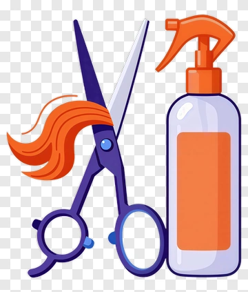 Hair Cutting Scissors And Spray Bottle PNG