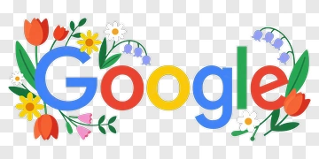 Google Logo With Colorful Flowers PNG