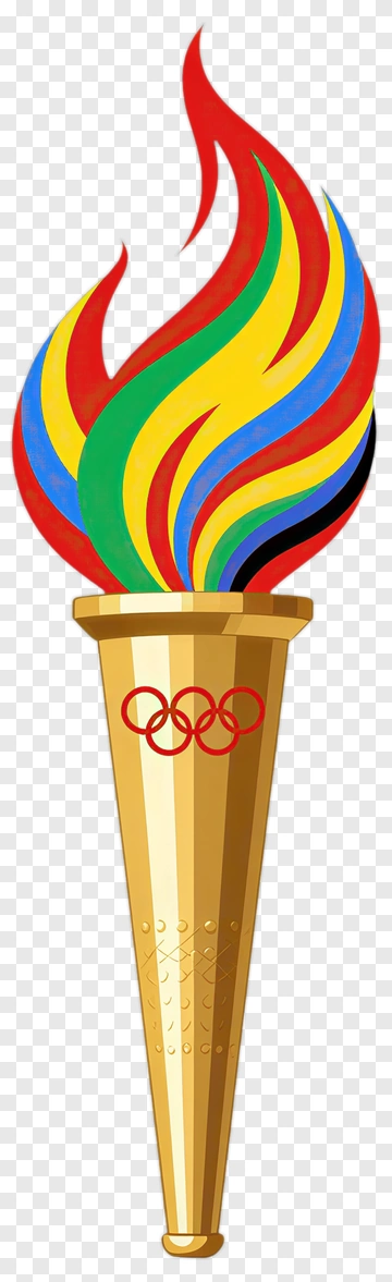 Olympic Torch With Colorful Flames PNG