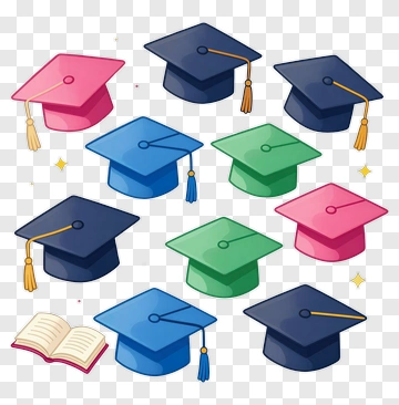 Colorful Graduation Caps And Open Book PNG