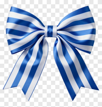 Blue And White Striped Ribbon Bow PNG