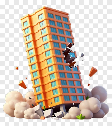 Cartoon Collapsing Building PNG