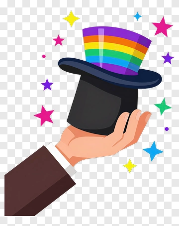 Magic Hat With Rainbow Bands PNG
