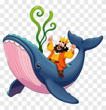Cartoon King Riding A Whale PNG