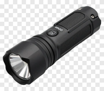 Black Flashlight With Silver Lens PNG