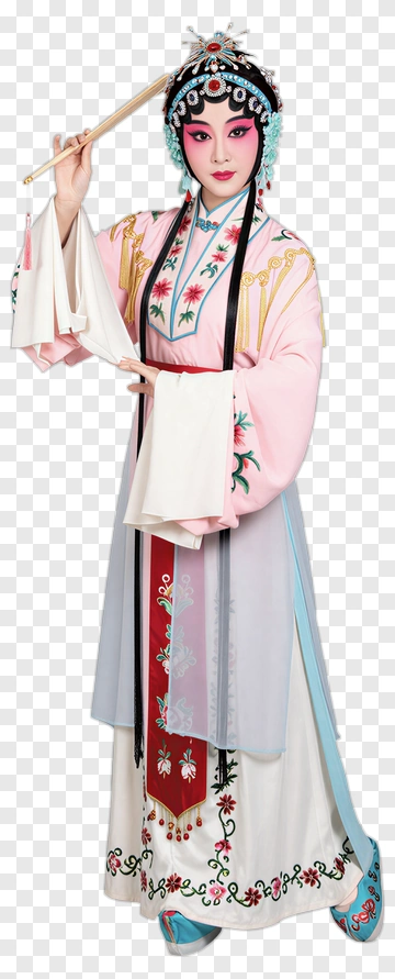 Traditional Chinese Opera Performer Holding Silk Scarves PNG
