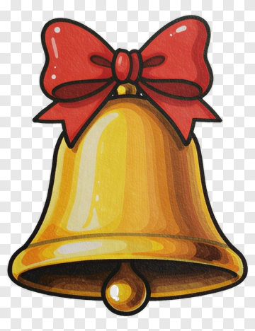 Cartoon Bell With Red Bow PNG