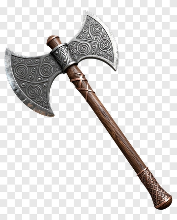 Battle Axe With Intricate Design PNG