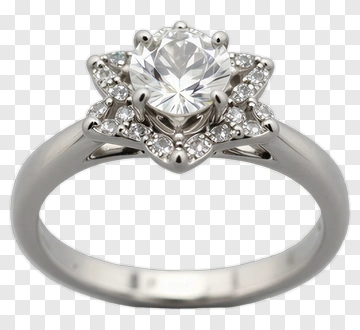 Elegant Silver Ring With A Central Diamond PNG
