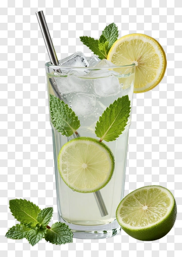 Refreshing Lime Cocktail With Mint And Ice PNG
