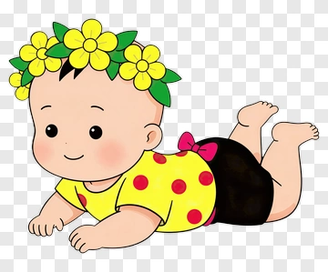 Cartoon Baby Crawling With Flower Crown PNG