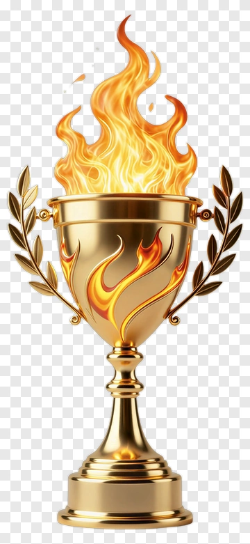 Golden Trophy With Flames PNG
