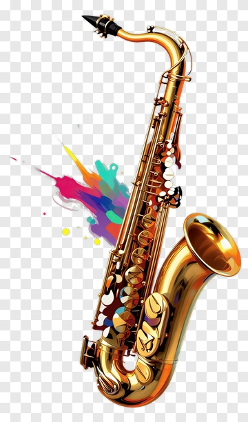 Gold Saxophone With Colorful Splash PNG