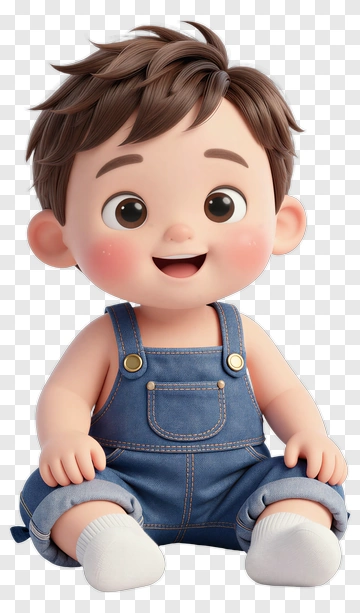 Cartoon Baby Boy Sitting Smiling PNG