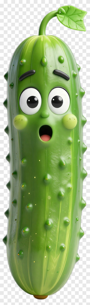 Cartoon Pickle Character With Surprised Expression PNG