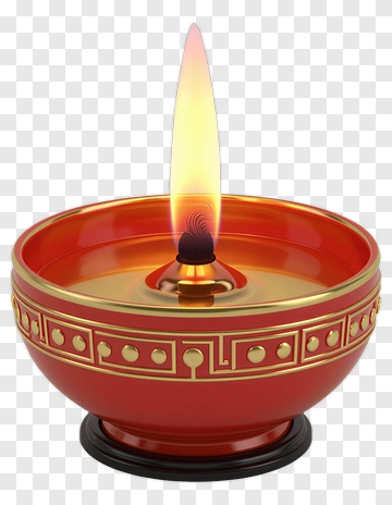 Decorative Oil Lamp With Flame PNG