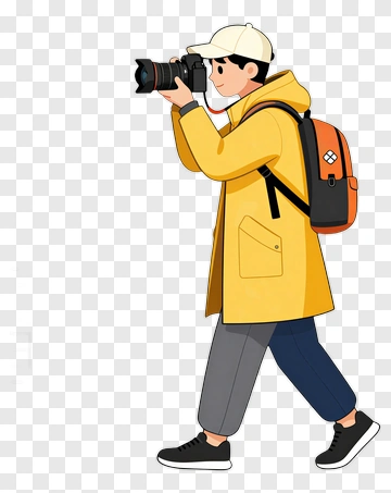 Cartoon Photographer Holding A Camera PNG