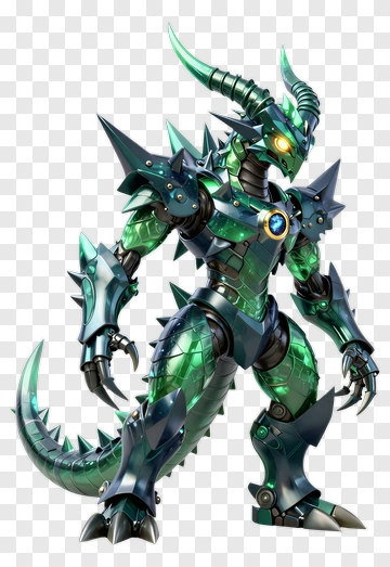 3D Dragon Robot Character PNG